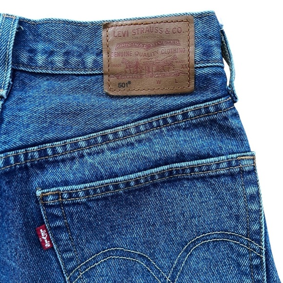 Levi’s 501 Two-Tone Patchwork Jeans W25 L30 High Rise Straight Leg Raw Hem Y2K - Picture 11 of 16